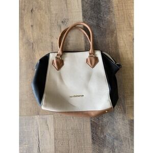 Large White With Black And Tan Details Liz Claiborne Purse